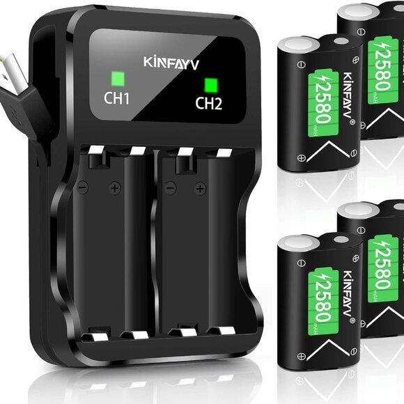 Xbox One Battery Pack 4 x 2580mAh Rechargeable Controller Battery System - Picture 1 of 6